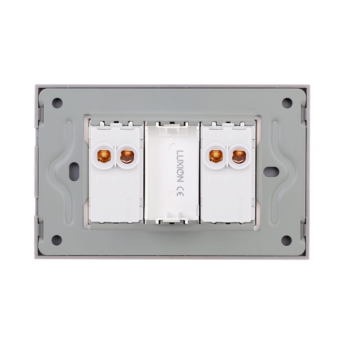 Intrerupator Dublu Mecanic LUXION cu Rama din Sticla, Standard Italian, 3M - imagine 4