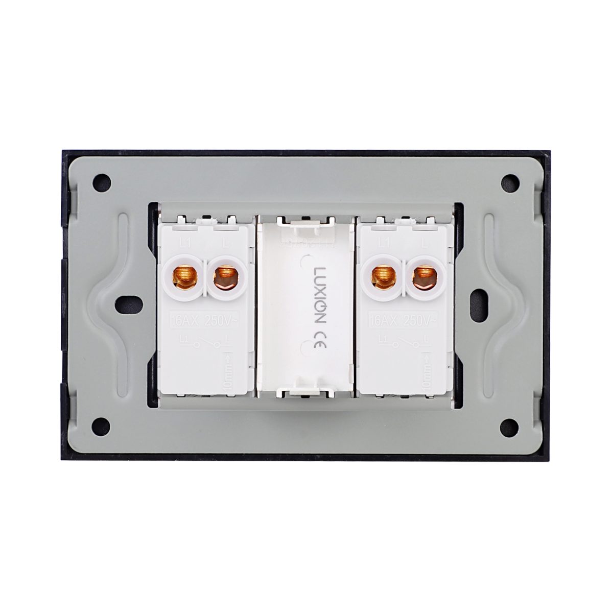 Intrerupator Dublu Mecanic LUXION cu Rama din Sticla, Standard Italian, 3M - imagine 4