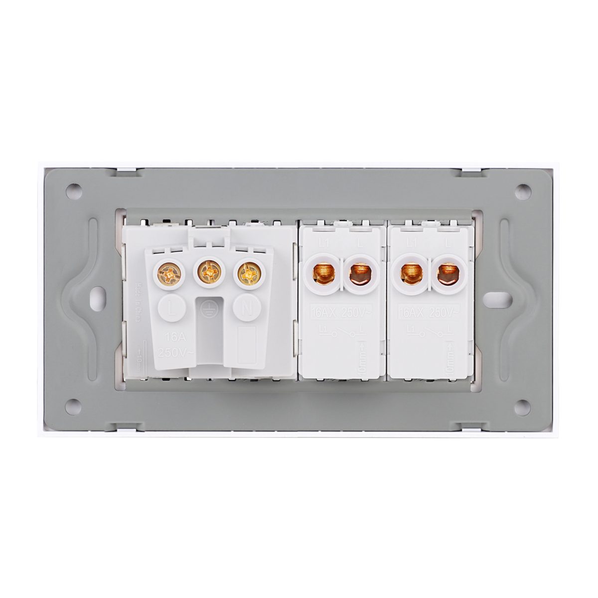 Intrerupator Dublu + Priza cu Rama din Sticla LUXION, Standard Italian, 4M - imagine 4