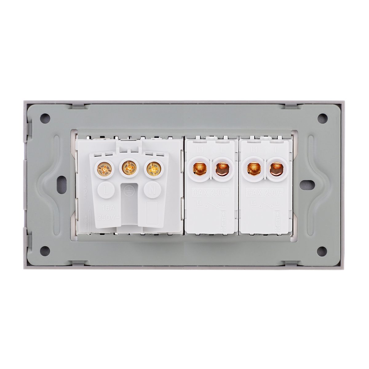 Intrerupator Dublu + Priza cu Rama din Sticla LUXION, Standard Italian, 4M - imagine 4