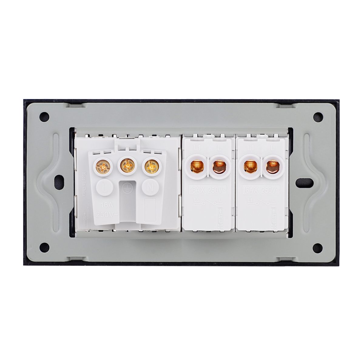 Intrerupator Dublu + Priza cu Rama din Sticla LUXION, Standard Italian, 4M - imagine 4