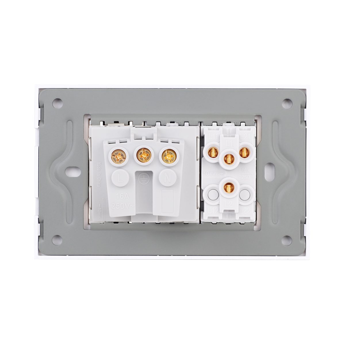 Intrerupator Dublu + Priza cu Rama din Sticla LUXION, Standard Italian, 3M - imagine 4