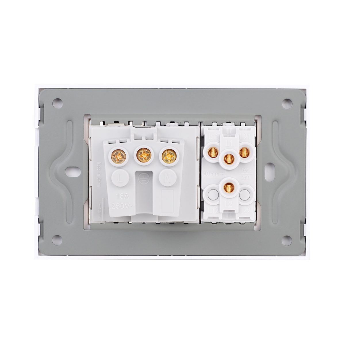 Intrerupator Dublu + Priza cu Rama din Sticla LUXION, Standard Italian, 3M - imagine 4