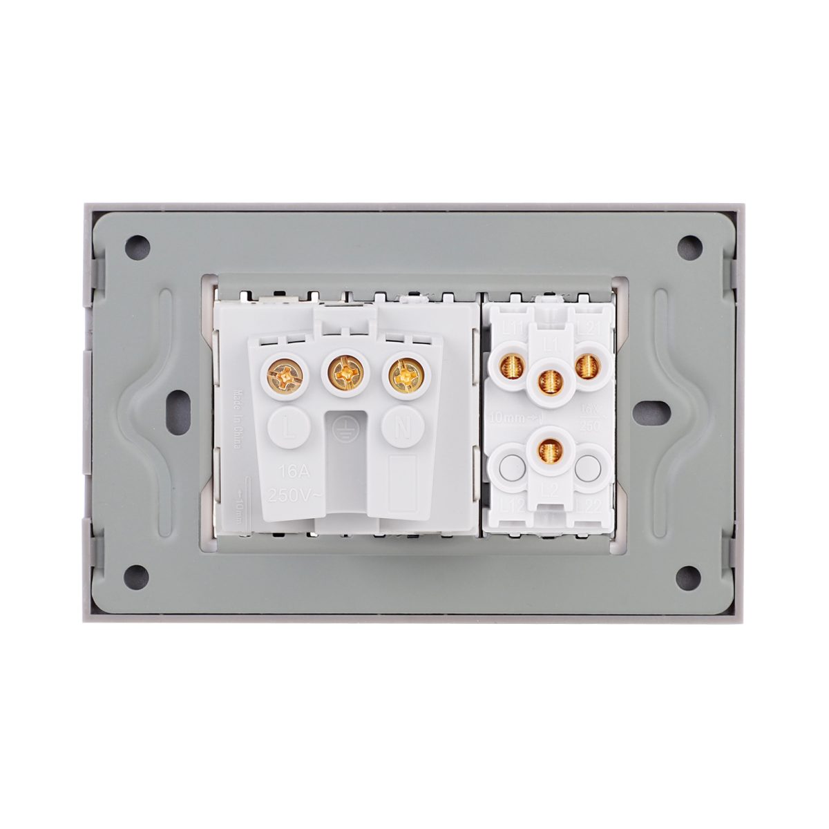 Intrerupator Dublu + Priza cu Rama din Sticla LUXION, Standard Italian, 3M - imagine 4