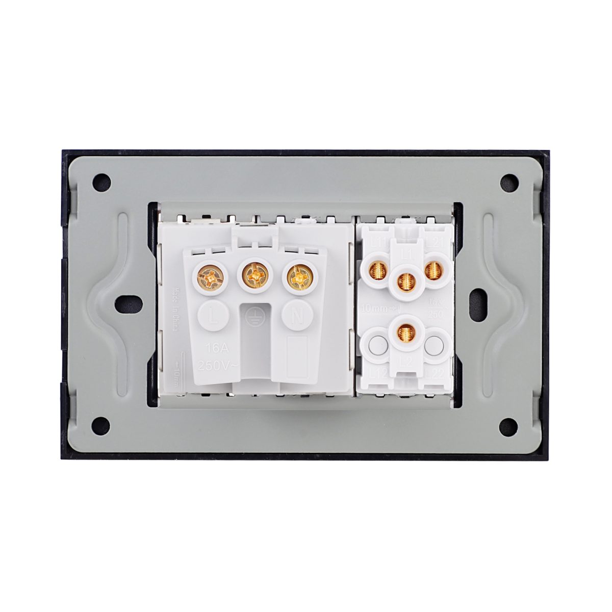 Intrerupator Dublu + Priza cu Rama din Sticla LUXION, Standard Italian, 3M - imagine 4