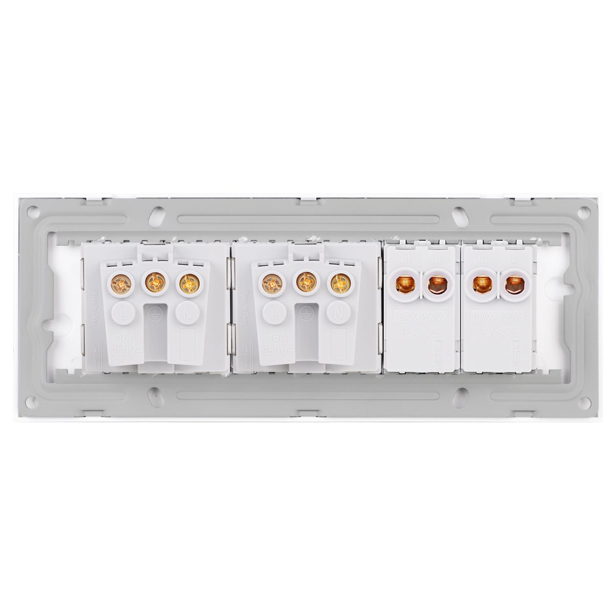 Intrerupator Dublu + 2 Prize cu Rama din Sticla LUXION, Standard Italian, 6M - imagine 4