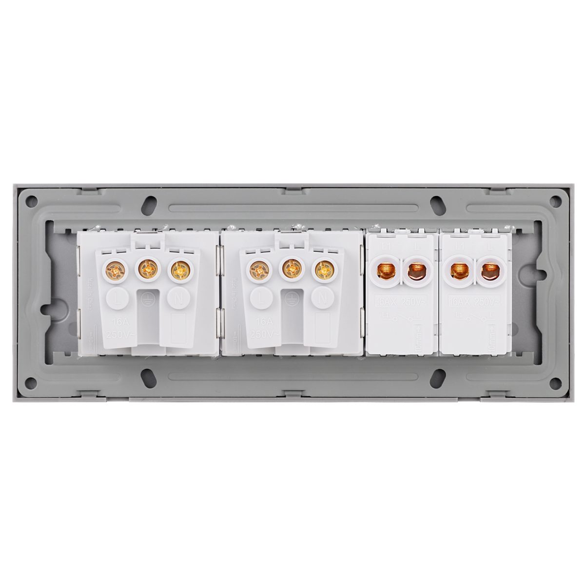 Intrerupator Dublu + 2 Prize cu Rama din Sticla LUXION, Standard Italian, 6M - imagine 4