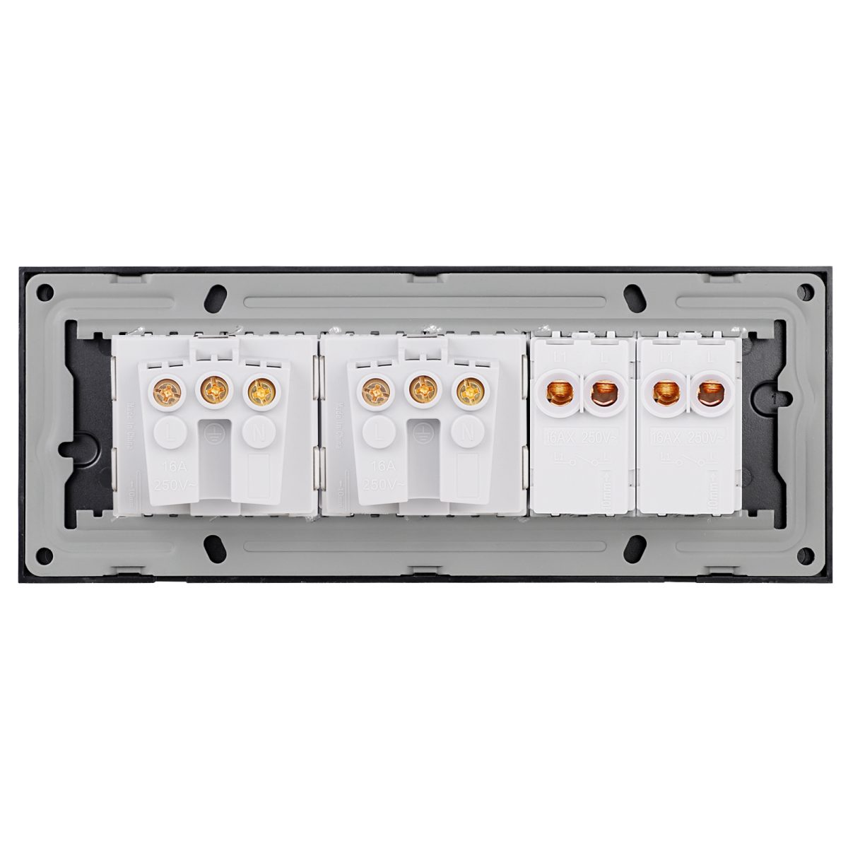 Intrerupator Dublu + 2 Prize cu Rama din Sticla LUXION, Standard Italian, 6M - imagine 4