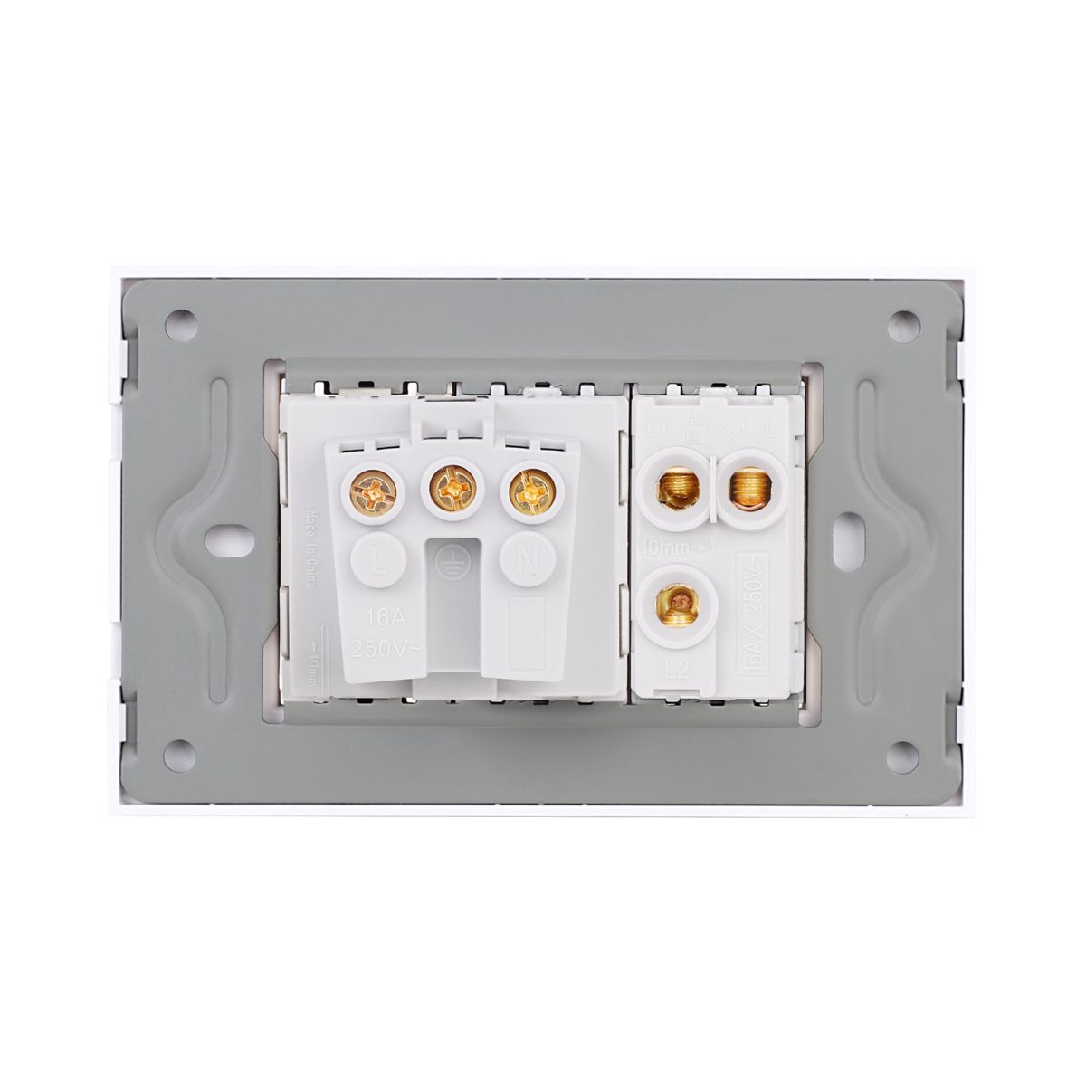 Intrerupator Simplu Cap Scara + Priza cu Rama din Sticla LUXION, Standard Italian, 3M - imagine 4