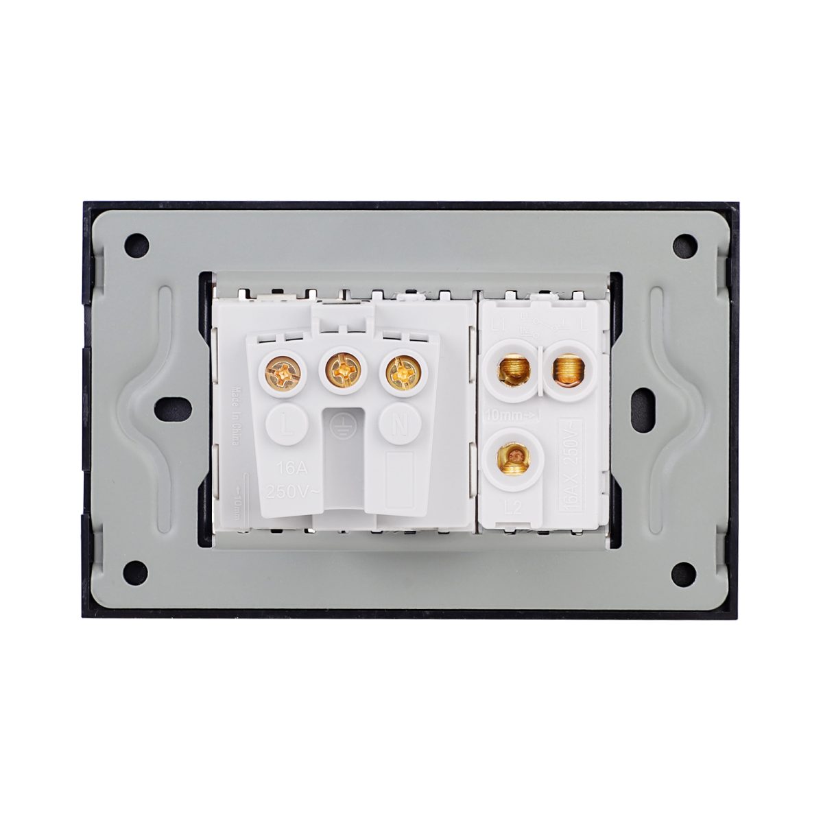 Intrerupator Simplu Cap Scara + Priza cu Rama din Sticla LUXION, Standard Italian, 3M - imagine 4