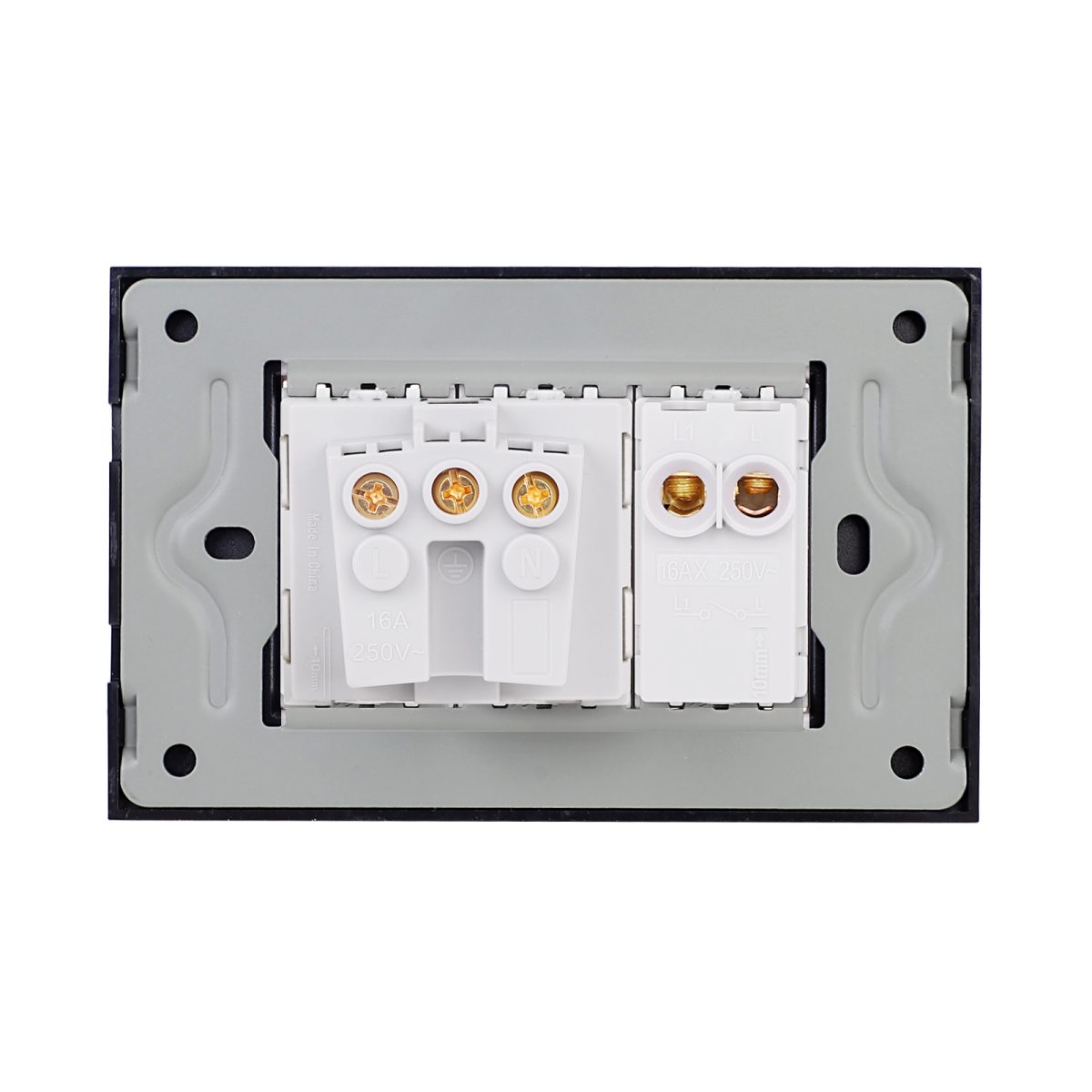 Intrerupator Simplu + Priza cu Rama din Sticla LUXION, Standard Italian, 3M - imagine 4