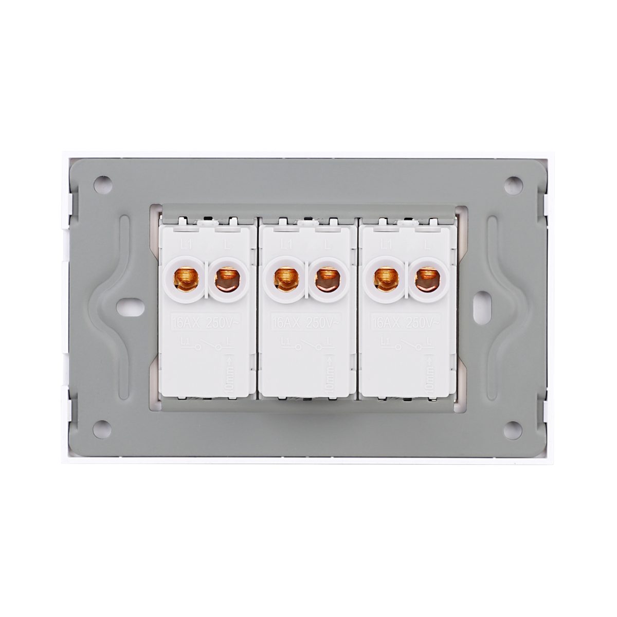 Intrerupator Triplu Mecanic LUXION cu Rama din Sticla, Standard Italian, 3M - imagine 4