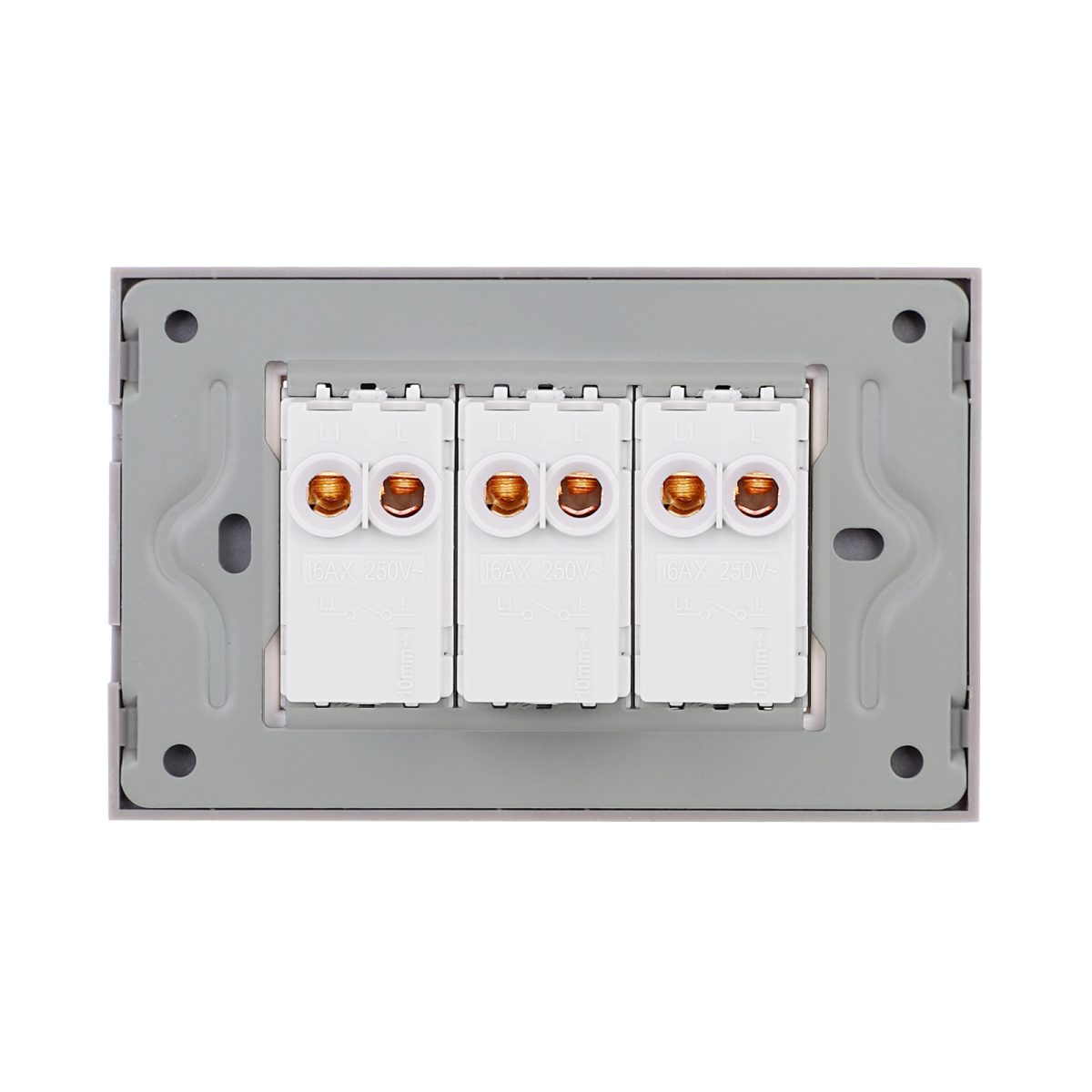 Intrerupator Triplu Mecanic LUXION cu Rama din Sticla, Standard Italian, 3M - imagine 4