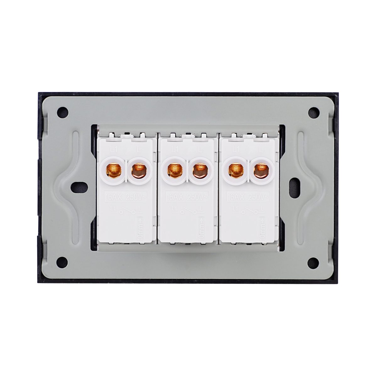 Intrerupator Triplu Mecanic LUXION cu Rama din Sticla, Standard Italian, 3M - imagine 4