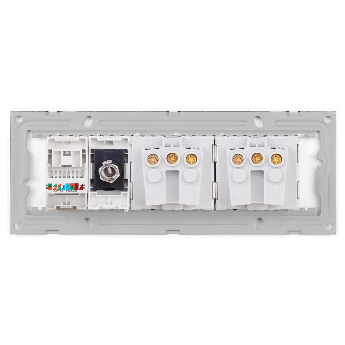 Priza Dubla Schuko + TV + Internet cu Rama din Sticla LUXION, Standard Italian, 6M - imagine 4