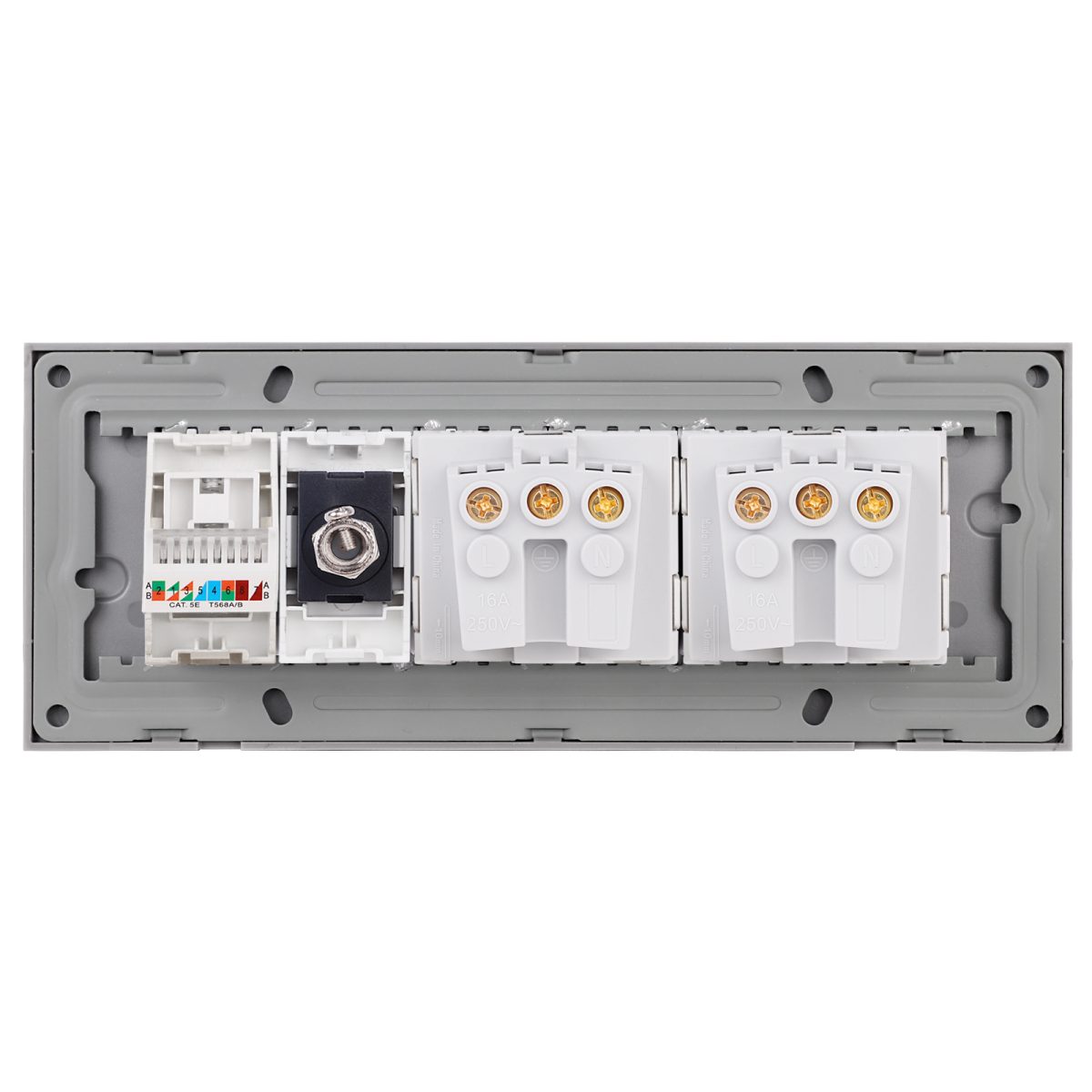 Priza Dubla Schuko + TV + Internet cu Rama din Sticla LUXION, Standard Italian, 6M - imagine 4