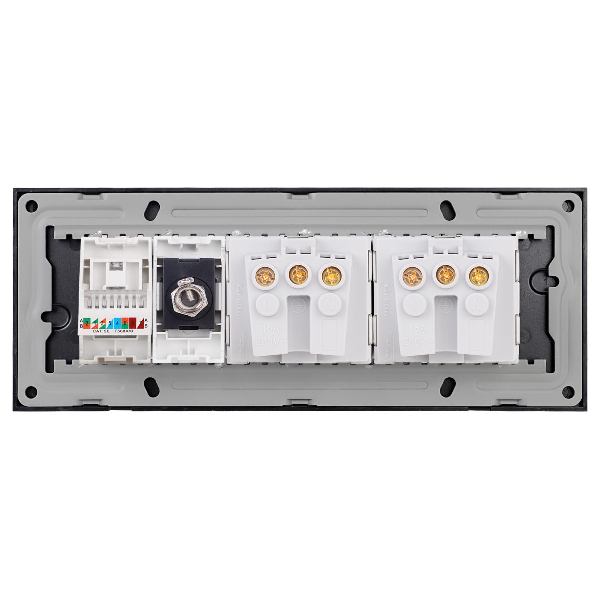 Priza Dubla Schuko + TV + Internet cu Rama din Sticla LUXION, Standard Italian, 6M - imagine 4