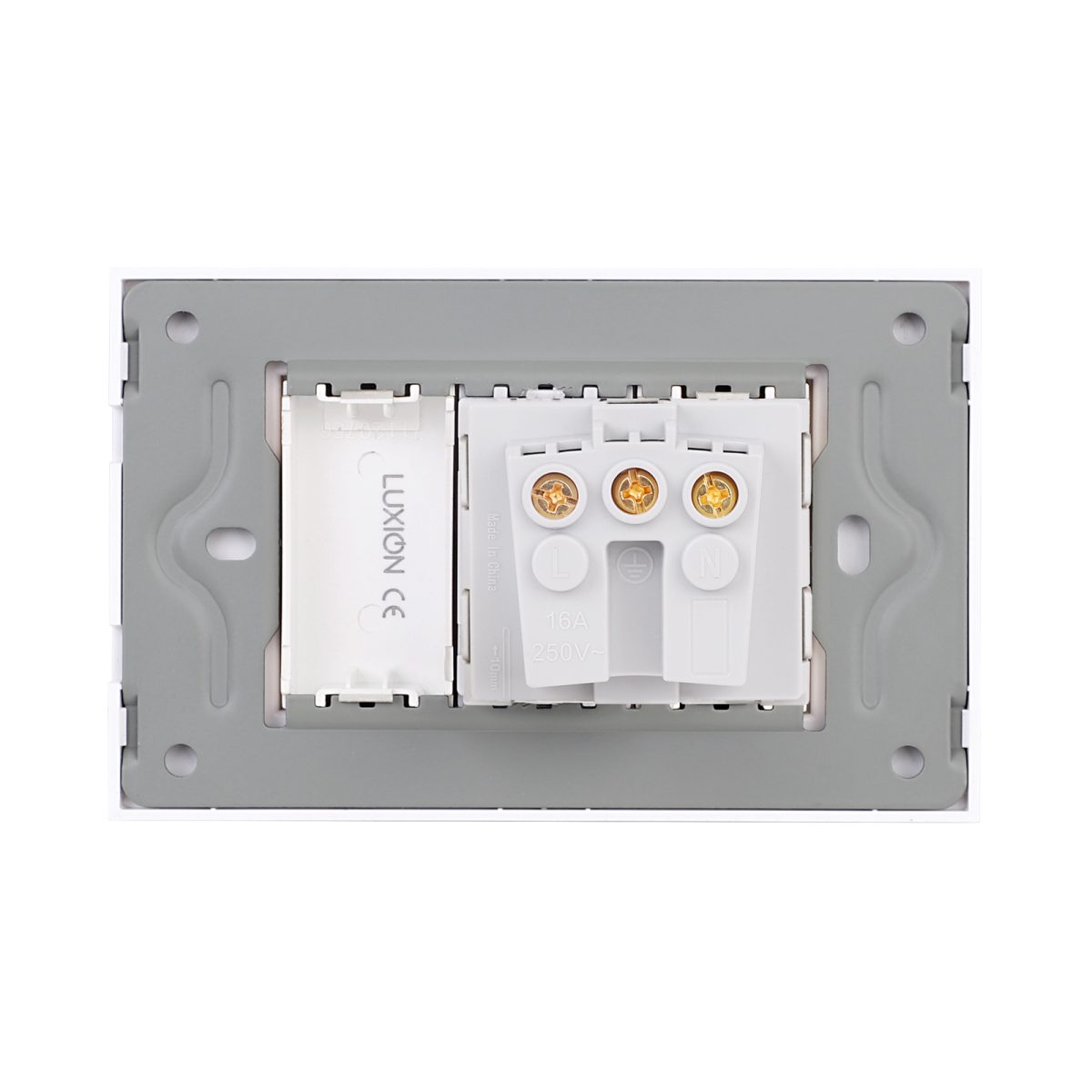 Priza Simpla si 1 Tasta Falsa cu Rama din Sticla LUXION, Standard Italian, 3M - imagine 4