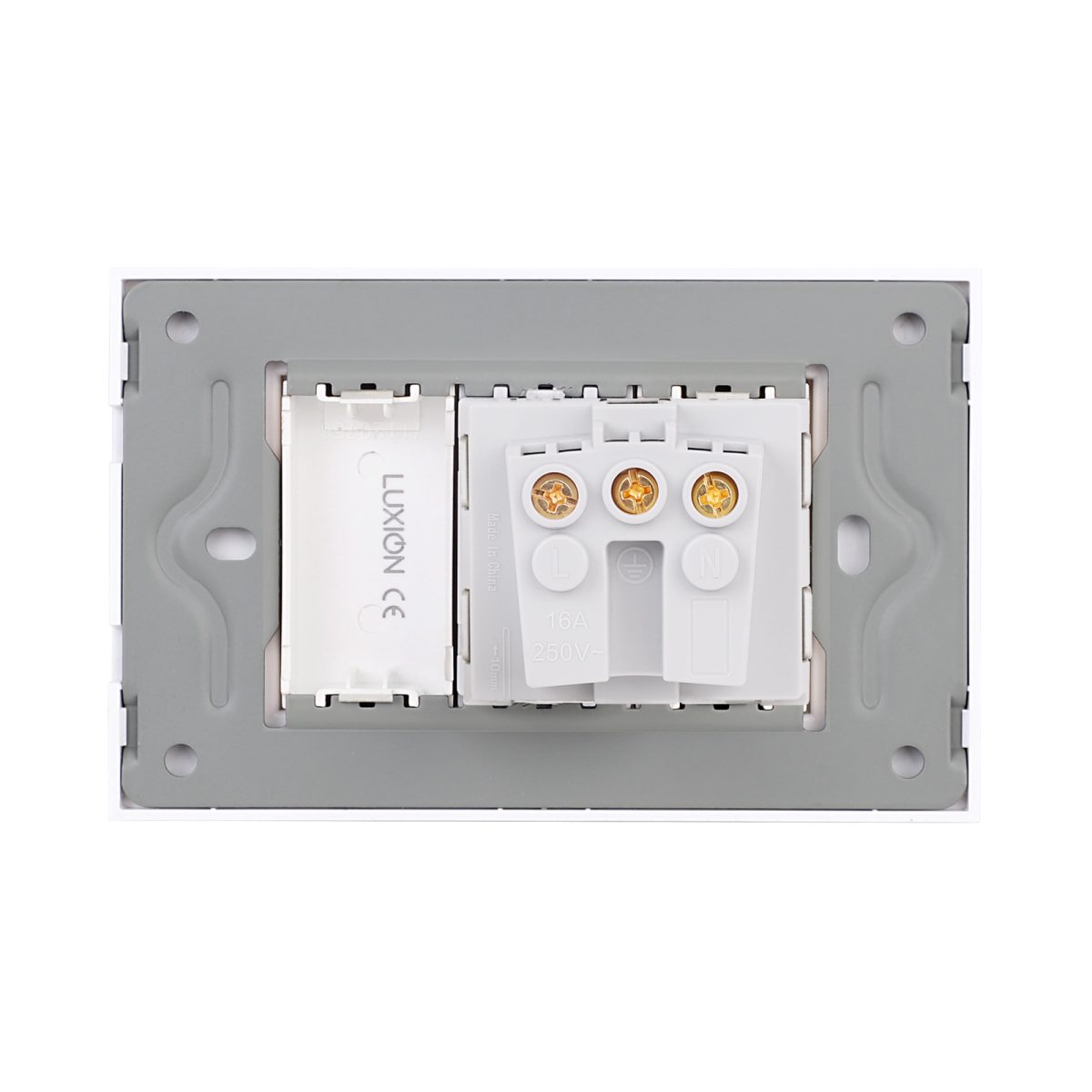 Priza Simpla si 1 Tasta Falsa cu Rama din Sticla LUXION, Standard Italian, 3M - imagine 4