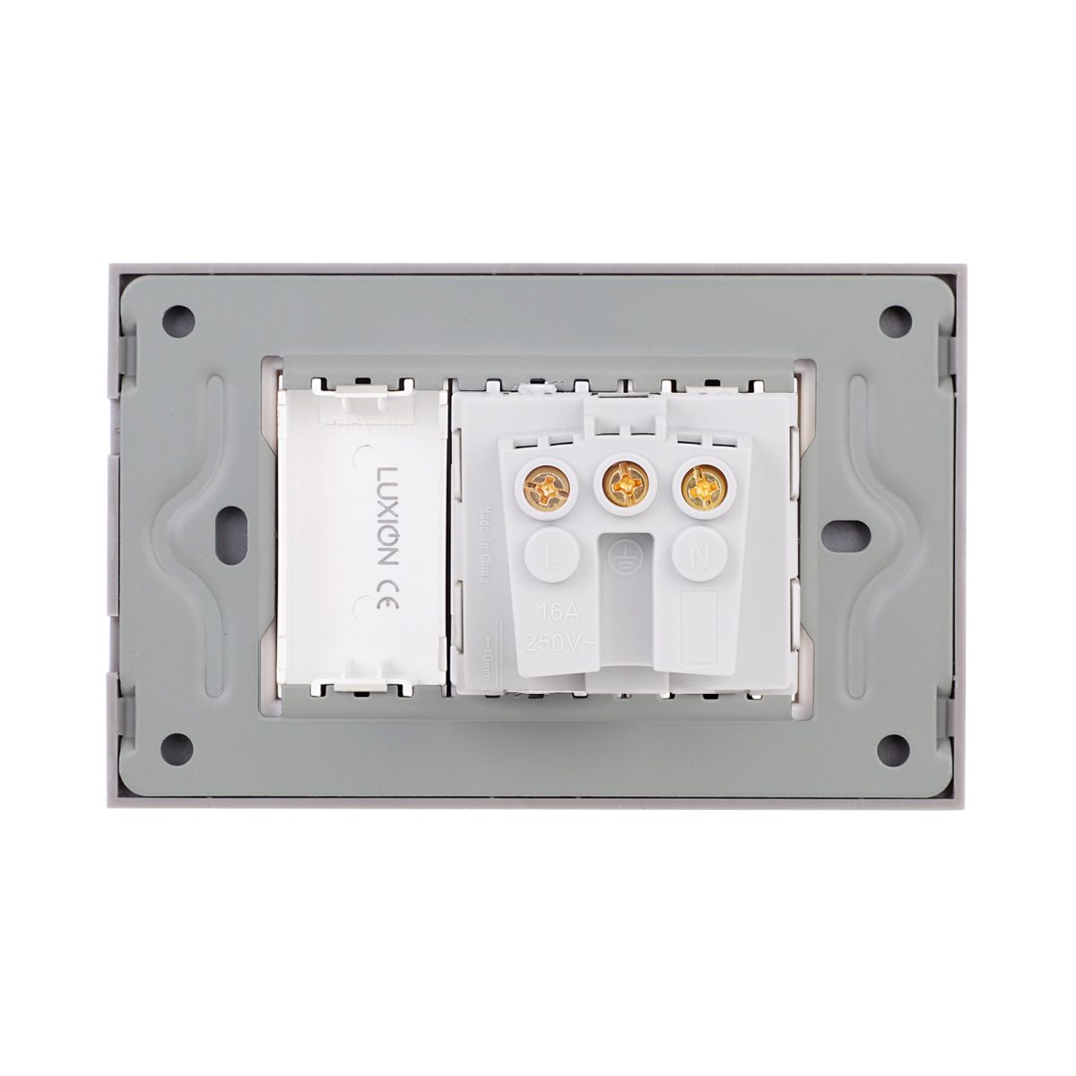 Priza Simpla si 1 Tasta Falsa cu Rama din Sticla LUXION, Standard Italian, 3M - imagine 4