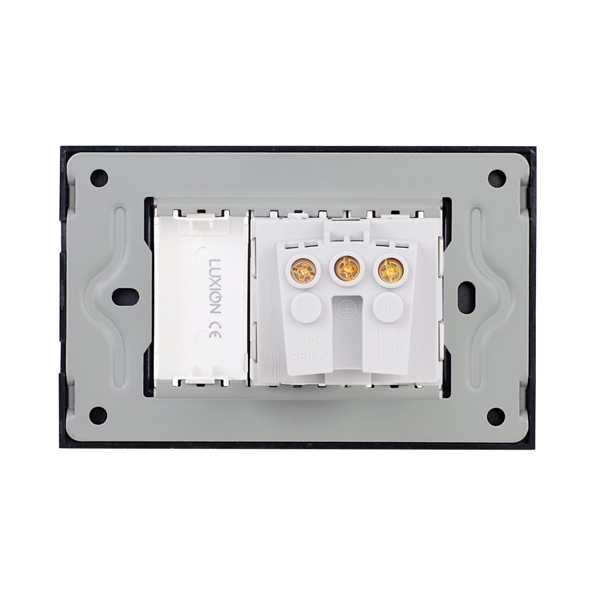 Priza Simpla si 1 Tasta Falsa cu Rama din Sticla LUXION, Standard Italian, 3M - imagine 4