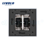 Priza dubla audio Livolo cu rama din sticla - imagine 4