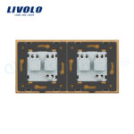 Priza dubla Livolo cu rama din sticla si capac de protectie rezistent la apa - imagine 4