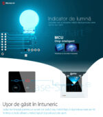 Panou intrerupator dublu cu touch Livolo din sticla - Seria R - imagine 2