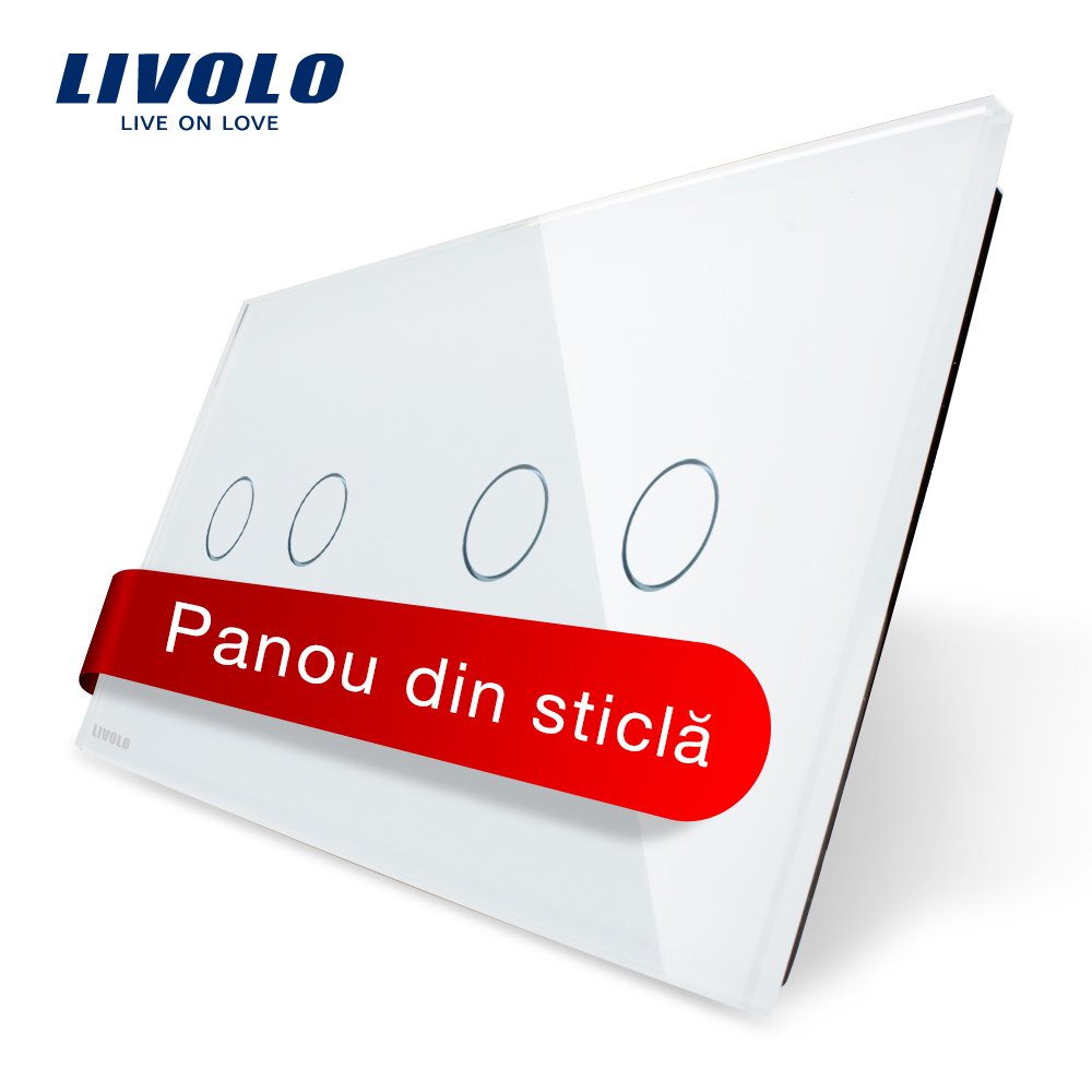 Panou-dublu-alb-din-sticla-Livolo-standard-EU-151x80mm-1.jpg Panou intrerupator dublu+dublu cu touch Livolo din sticla - imagine 1