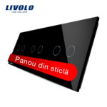 Panou intrerupator dublu+dublu+dublu cu touch Livolo din sticla
