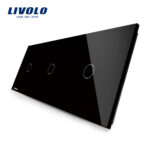 Panou intrerupator simplu+simplu+simplu cu touch Livolo din sticla - imagine 3