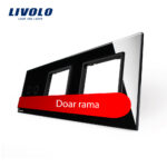 Panou intrerupator dublu cu touch si 2 prize Livolo din sticla