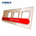 Rama intrerupator cu touch simplu+priza tripla LIVOLO din sticla