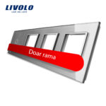 Rama intrerupator cu touch simplu+priza tripla LIVOLO din sticla