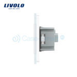 Intrerupator dublu cap scara / cap cruce + priza simpla Livolo rama din sticla - imagine 3