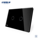 Intrerupator dublu cu variator cu touch Livolo din sticla - standard italian