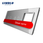 Panou intrerupator dublu+dublu+ priza Livolo din sticla