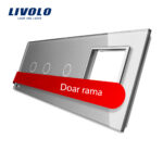 Panou intrerupator dublu+simplu+ priza Livolo din sticla