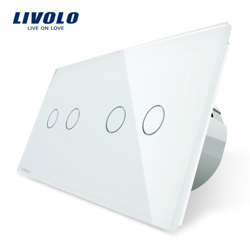 intrerupator-livolo-alb-dublu-dublu.jpg Intrerupator dublu + dublu cu touch Livolo din sticla - imagine 1