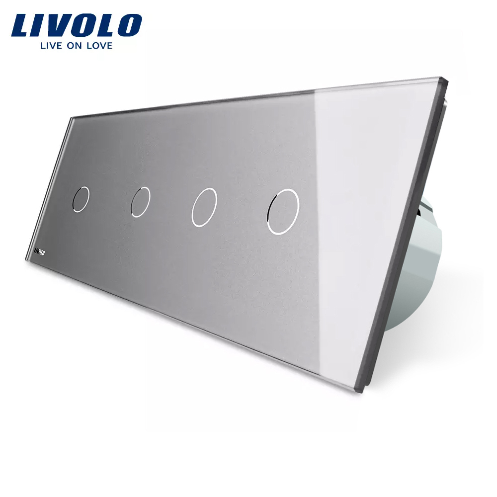 intrerupator-livolo-gri-4-faze.jpg Intrerupator LIVOLO cu touch din sticla cu 4 intrerupatoare simple - imagine 1