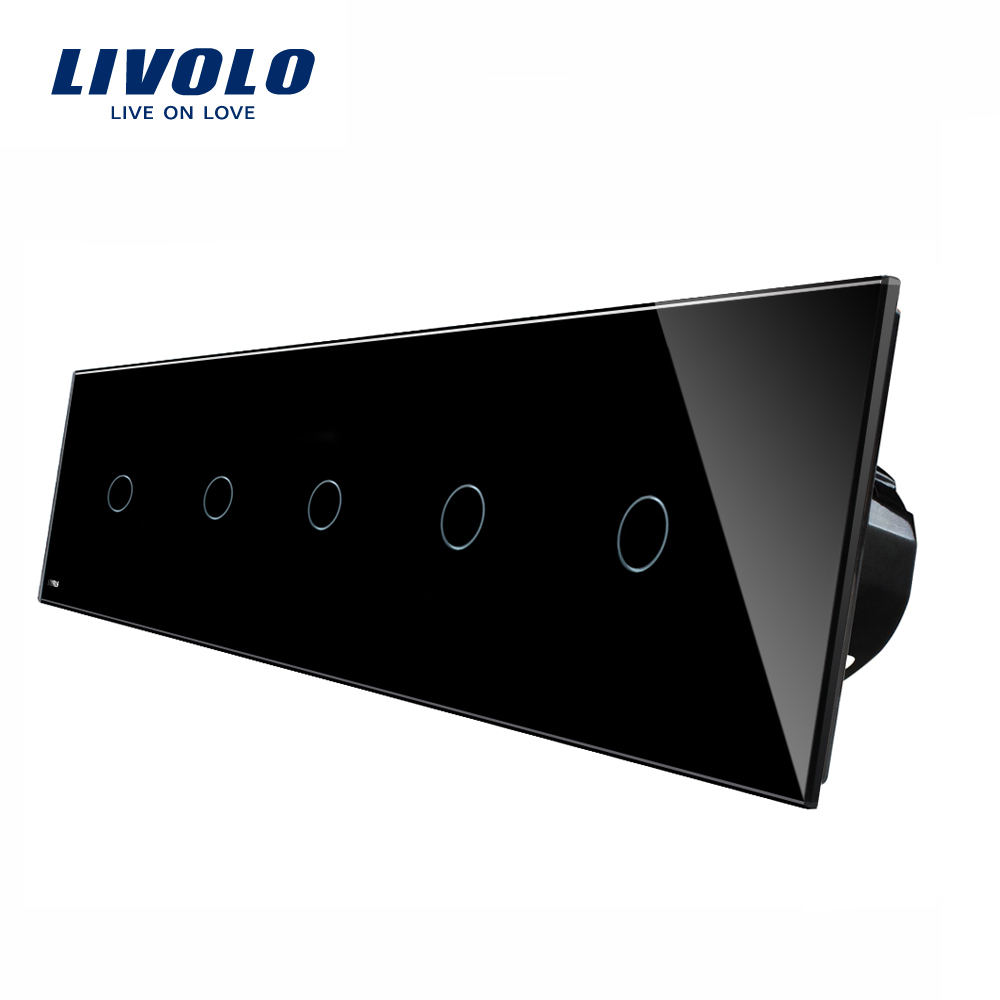 intrerupator-negru-5-faze-livolo.jpg Intrerupator LIVOLO cu touch din sticla cu 5 intrerupatoare simple - imagine 1