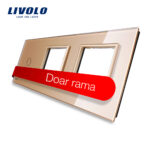 Panou intrerupator simplu cu touch si 2 prize Livolo din sticla