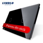 Panou intrerupator simplu+simplu cu touch Livolo din sticla
