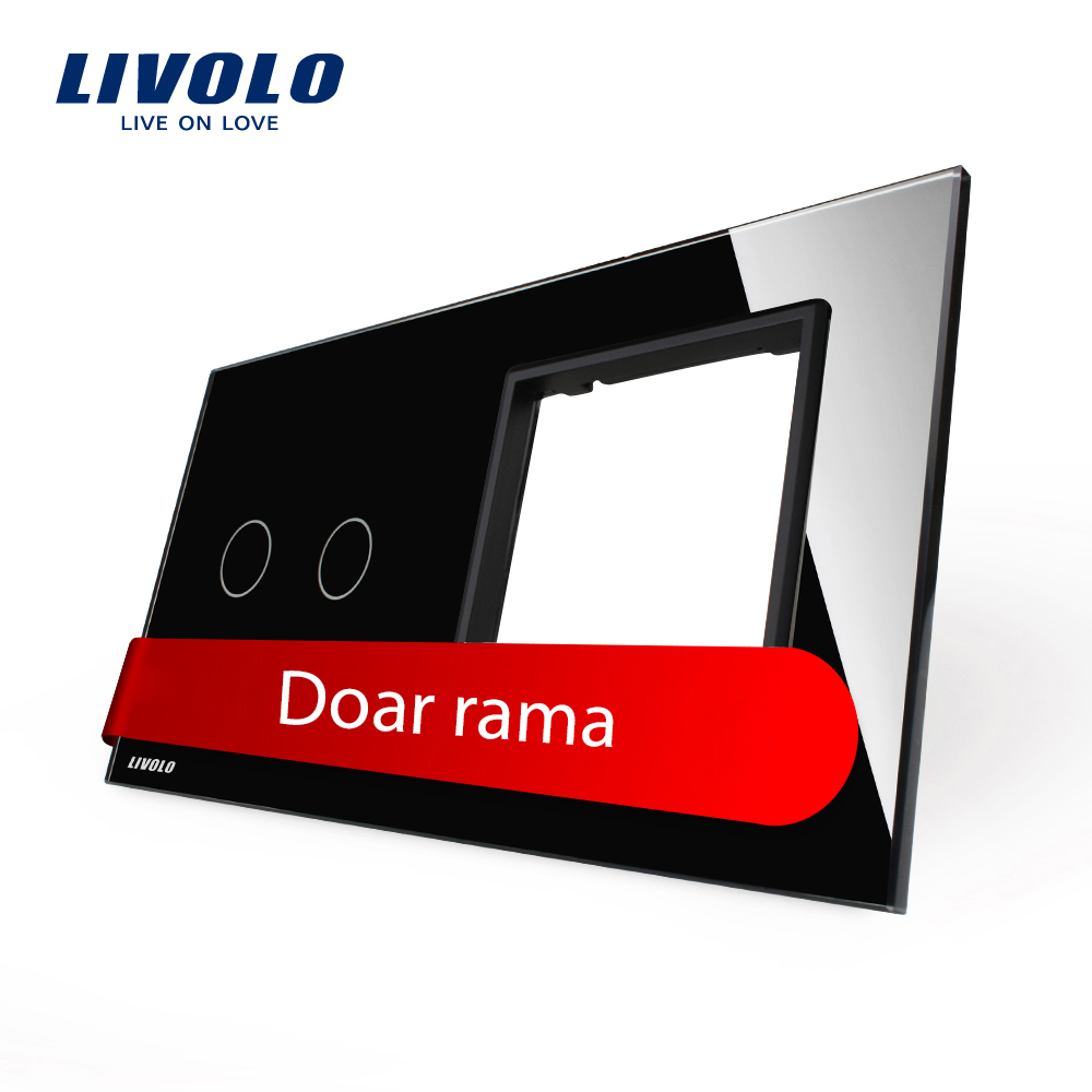panou-frontal-intrerupator-dublu-priza-simpla-rama-neagra-livolo.jpg Panou intrerupator dublu cu touch + priza simpla Livolo din sticla - imagine 1