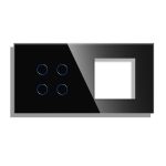Panou Intrerupator Cvadruplu cu Touch si Priza Simpla Din Sticla LUXION