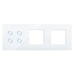 Panou Intrerupator Cvadruplu cu Touch si 2 Prize Simple Din Sticla LUXION
