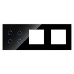 Panou Intrerupator Cvadruplu cu Touch si 2 Prize Simple Din Sticla LUXION