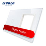 Panou intrerupator simplu cu touch si priza simpla Livolo din sticla