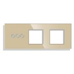 Panou Intrerupator Variator cu Touch si 2 Prize Simple Din Sticla LUXION