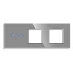 Panou Intrerupator Variator cu Touch si 2 Prize Simple Din Sticla LUXION